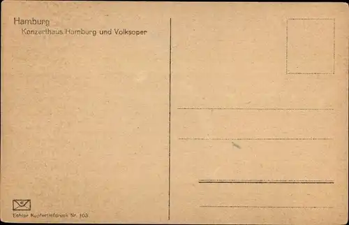 Ak Hamburg Mitte Altstadt, Konzerthaus u. Volksoper, Totalansicht, Vorderseite