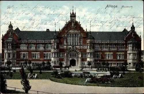 Ak Hamburg Altona, Museum, Straßenansicht, Parkanlage