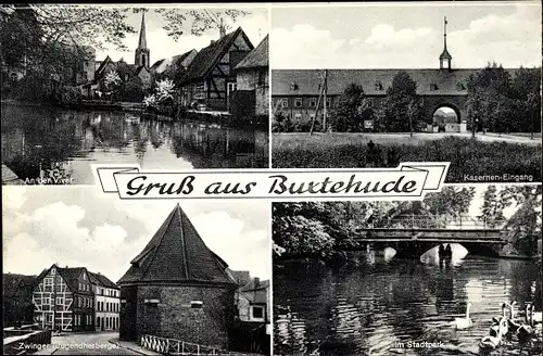 Ak Buxtehude in Niedersachsen, Kaserne, Viver, Stadtpark, Zwinger