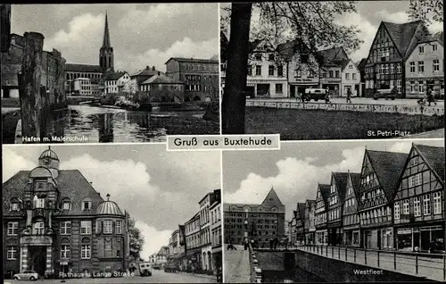 Ak Buxtehude im Kreis Stade, Stadtpark, Westfleet, St. Petri Platz, Rathaus, Lange Straße