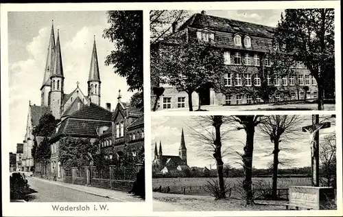 Ak Wadersloh in Westfalen, Kirche, Ort, Panorama