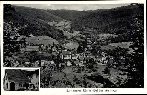 Ak Unter Schönmattenwag Wald Michelbach im Odenwald Hessen, Gesamtansicht, Gasthaus z. Odenwald