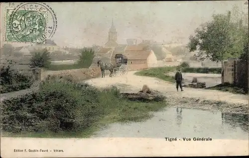 Ak Tigné Maine et Loire, Vue Generale