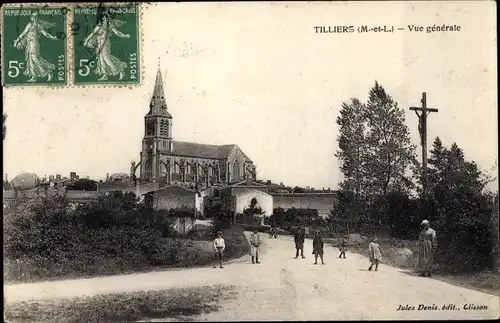 Ak Tilliers Tillières Maine et Loire, Vue generale