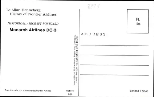Ak Britisches Passagierflugzeug, Monarch Airlines, DC-3