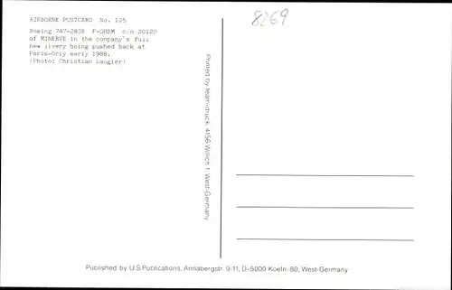 Ak Französisches Passagierflugzeug, Minerve, Boeing 747-283B, F-GHBM