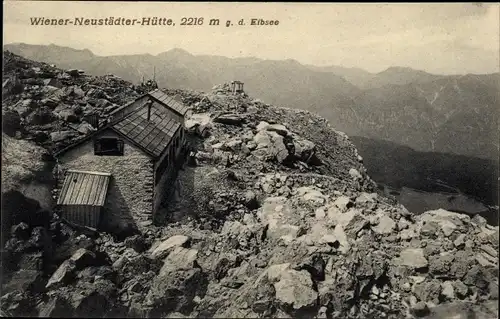 Ak Ehrwald in Tirol, Wiener Neustädter Hütte, Blick gegen Eibsee