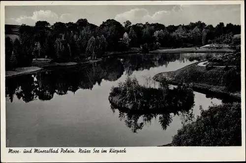 Ak Polczyn Zdrój Bad Polzin Pommern, Neuer See im Kurpark