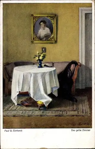 Künstler Ak Ehrhardt, Paul W., Das gelbe Zimmer