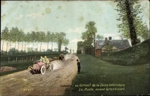 Ak Seine Maritime, Circuit de la Seine Inferieure, La Route avant Grandcourt