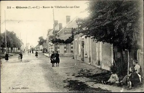 Ak Gièvres Loir-et-Cher, Route de Villefranche sur Cher