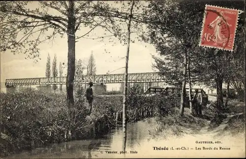 Ak Thésée Loir et Cher, Les Bords du Renne