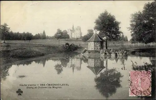 Ak Magnac Laval Haute Vienne, Etang et Chateau de Magnac