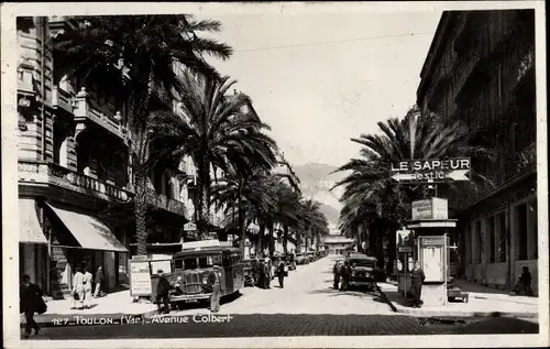 Ak Toulon Var, Blick in die Avenue Colbert, Autos