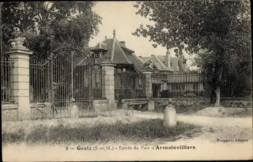 Ak Gretz Seine et Marne, Entree du Parc d'Armainvilliers