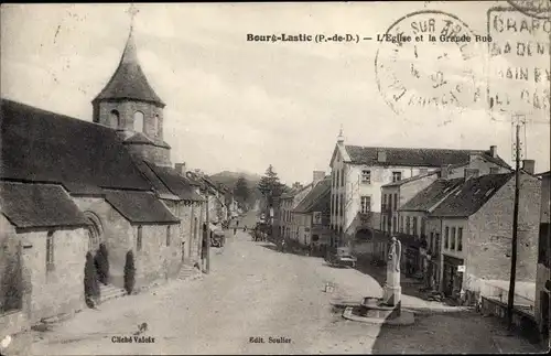 Ak Bourg Lastic Puy de Dôme, L'Eglise, Grande Rue