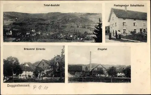 Ak Deggenhausen Deggenhausertal Bodenseekreis, Postagentur Schultheiss, Ziegelei, Brauerei Girarde