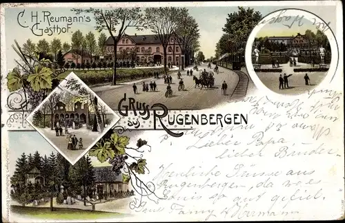 Litho Rugenbergen Bönningstedt in Schleswig Holstein, Gasthof, Ortsansichten
