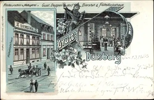 Litho Duisburg im Ruhrgebiet, Restauration und Metzgerei Bierstall, Innenansicht