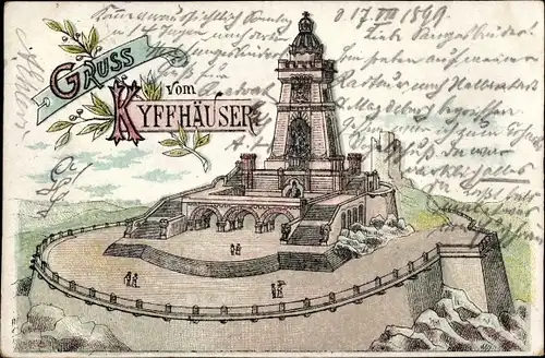 Litho Steinthaleben Kyffhäuserland in Thüringen, Kyffhäuser, Kaiser Wilhelm Denkmal
