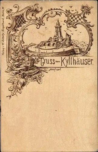 Litho Steinthaleben Kyffhäuserland in Thüringen, Kyffhäuser, Kaiser Wilhelm Denkmal
