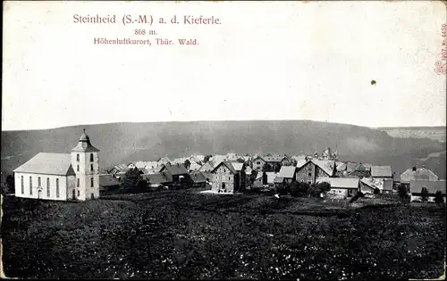 Ak Steinheid Neuhaus am Rennweg Thüringen, Kirche, a. d. Kieferle, Panorama