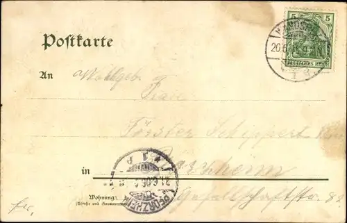 Litho Kaiser Wilhelm II., Wappen, Pickelhaube