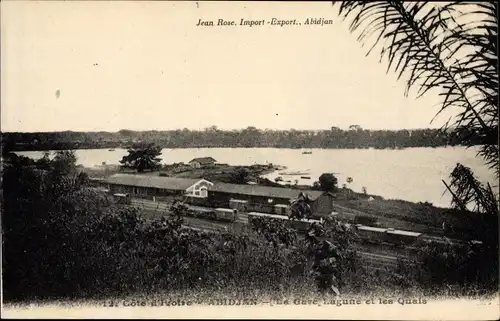 Ak Abidjan Cote d'Ivoire Elfenbeinküste, La Gare, Lagune et les Quais