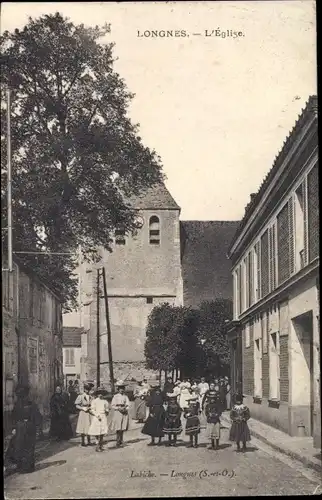 Ak Longnes Yvelines, L'Église, groupe des filles