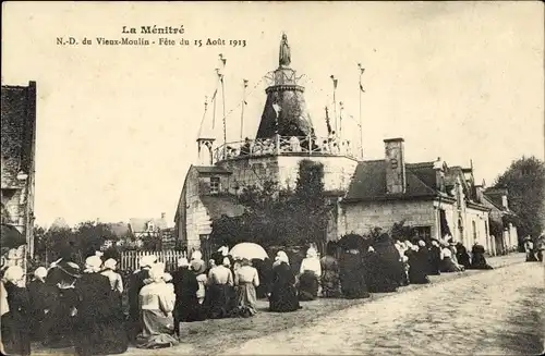 Ak La Menitre Maine et Loire, N.-D. du Vieux Moulin, Fete du 15 Aout 1913