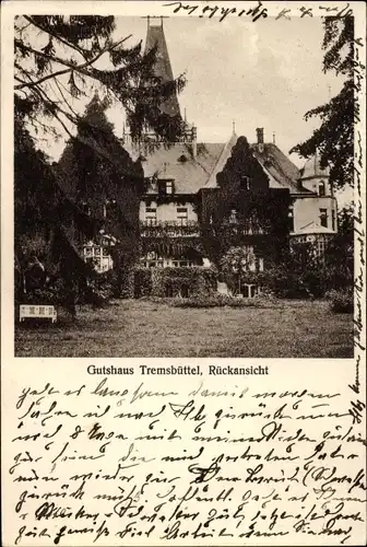 Ak Sattenfelde Tremsbüttel in Schleswig Holstein, Rückansicht, Garten