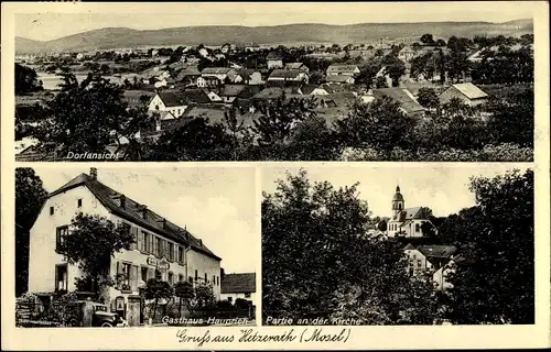 Ak Hetzerath in Pfalz, Gesamtansicht, Gasthaus Hauprich*, Kirche