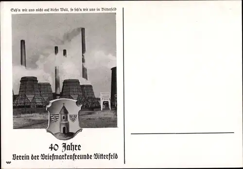 Wappen Ak Bitterfeld in Sachsen Anhalt, 40 Jahre Verein der Briefmarkenfreunde, Fabrik