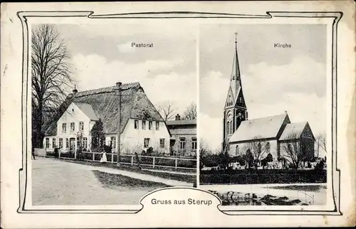 Jugendstil Ak Sterup in Schleswig Holstein, Kirche, Pastorat