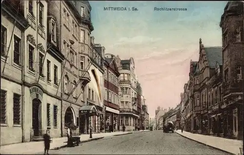 Ak Mittweida in Sachsen, Rochlitzer Straße, Rathaus