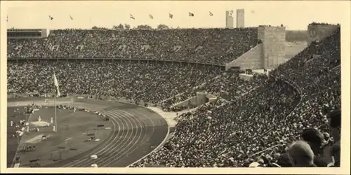 Foto Berlin Olympia 1936, Olympiastadion, Blick auf Gegentribüne