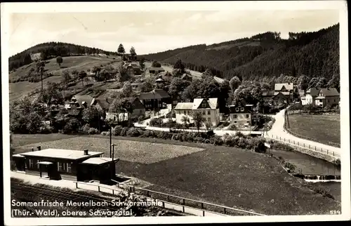 Ak Meuselbach Schwarzmühle Schwarzatal in Thüringen, Panorama, Bahnhof