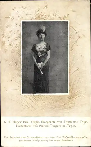Ak Fürstin Margarete von Thurn und Taxis, Standportrait