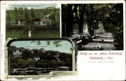 Ak Eisenberg in Thüringen, Gruß aus der "alten Erholung", Blick nach Geyers Garten