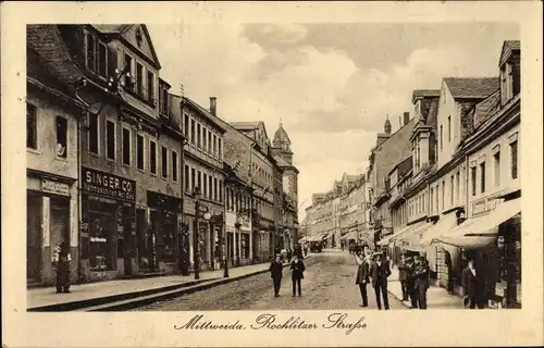 Ak Mittweida in Sachsen, Rochlitzer Straße, Fa. Singer Co. Nähmaschinen