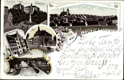 Litho Mittweida in Sachsen, Technikum, Post, Amtsgericht, Zschopaubrücke, Totale