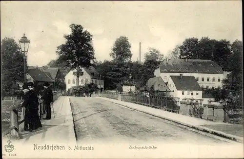 Ak Neudörfchen Mittweida in Sachsen, Zschopaubrücke, Gasthaus