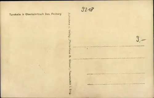 Ak Oberbobritzsch Bobritzsch Hilbersdorf im Erzgebirge, Turnhalle