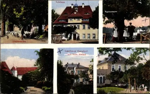 Ak Gersdorf Striegistal Sachsen, Gasthaus von Gust. Siebert, Garten, Lindenallee, Gutshaus, Schloss