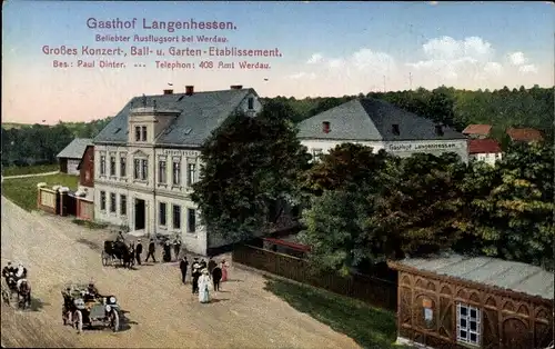 Ak Langenhessen Werdau in Sachsen, Gasthof Langenhessen