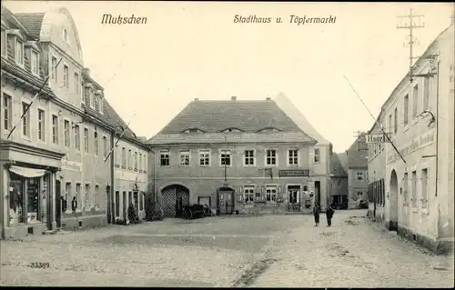 Ak Mutzschen Grimma in Sachsen, Stadthaus und Töpfermarkt, Hotel