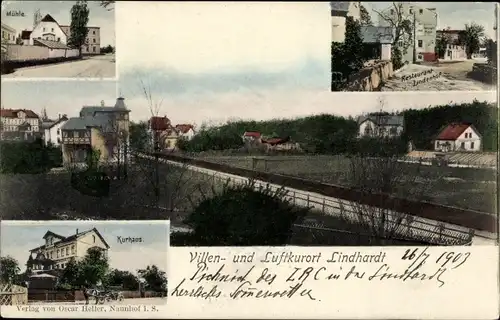 Ak Lindhardt Naunhof Sachsen, Kurhaus, Restaurant Lindenhof, Mühle