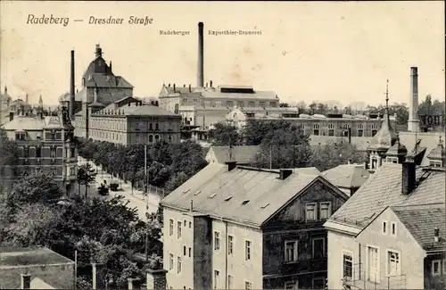 Ak Radeberg im Kreis Bautzen Sachsen, Dresdner Straße, Exportbierbrauerei