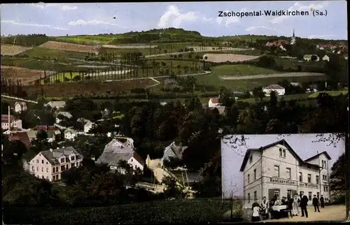 Ak Zschopenthal Waldkirchen Grünhainichen im Erzgebirge Sachsen, Totale, Restauration zur Wartburg