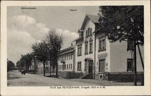 Ak Reitzenhain Marienberg im Erzgebirge, Bahnhofstraße, Gasthof